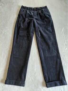 Brooks Brothers Elliot Corduroy Pants Mens 32x32 Pleated Navy BIue Cuffed